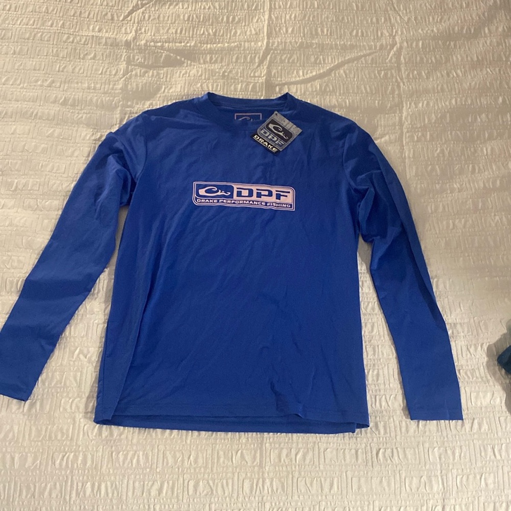 Drake Performance Fish Blue Long Sleeve Fishing T-Shirt